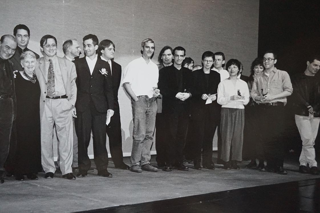 Awards ceremony (from left to right) : the jury (Fernando Lopes, Laurent Roth, Xavier Carniaux, Jean-Chrétien Sibertin-Blanc), Janine Bazin, Laurent Cantet, Rafi Pitts, Pascale Ferran, Philippe Martin, Françoise Etchegaray